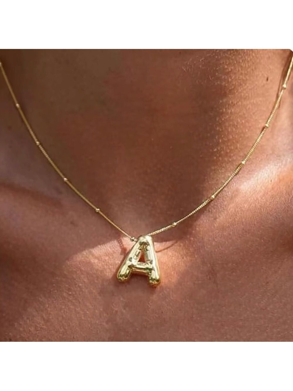 Gold Initial Pendant Necklace 16”+2”ext
